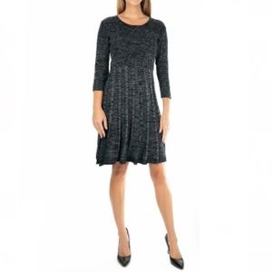 Nina Leonard Pleated Scoop Neck Dress